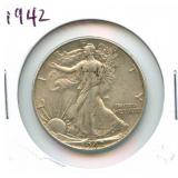 1942 Walking Liberty Silver Half Dollar