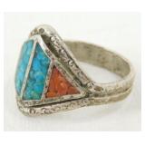 Sterling Turquoise and Coral Southwestern Style