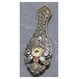 Sterling Silver Multi-Gemstone Brooch - New,