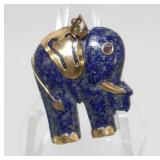 14k Gold Lapis Lazuli Amethyst Eye Lucky Elephant