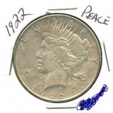 1922 Peace Silver Dollar