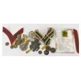 Group of Military Buttons, Hat Pins, Patches,