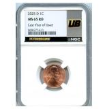 2025 Lincoln Cent NGC MS65 - Last of the Lincolns