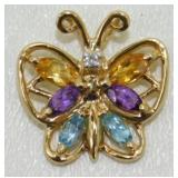 10-Karat Yellow Gold Butterfly Pendant Set with