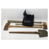 ** Soft Balls, Bat, 2 Axes and Small Shovel
