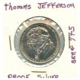 Thomas Jefferson Commemorative Silver Proof Coin