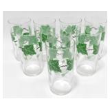 ** Vintage Green Ivy Glass Set - 8 Glasses