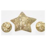 Gold Tone Rhinestone Clip On Circle Shaped