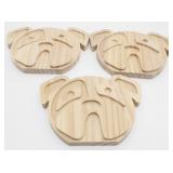 3 New Mondo Llama Wooden Dog Faces for Painting