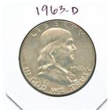 1963-D Franklin Silver Half Dollar