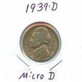 1939-D Jefferson Nickel - Micro D