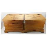 ** Two Wheat Pattern Wooden Chests