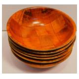 Mid-Century Wooden Salad Bowls. Set of 6