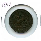 1852 Bank of Upper Canada 1/2 Penny Token