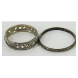 (2) Vintage Sterling Marked Rings Heart Size 4.5