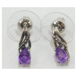 925 Sterling Silver Amethyst Earrings - 1.81