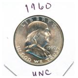 1960 Franklin Uncirculated Silver Half Dollar