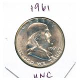 1961 Franklin Uncirculated Silver Half Dollar