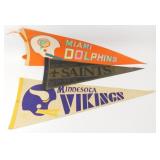 3 Vintage Football Pennants