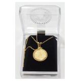 14k Gold Liberty Coin Necklace in Box - 6.44 g