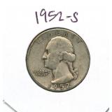 1952-S Washington Silver Quarter