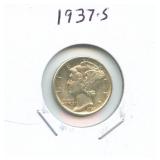 1937-S Mercury Silver Dime