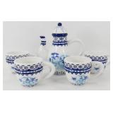 * Asian Hand-Painted Ceramic Tea Pot and Cups