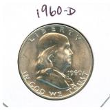 1960-D Franklin Uncirculated Silver Half Dollar