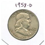 1958-D Franklin Silver Half Dollar