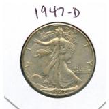 1947-D Walking Liberty Silver Half Dollar