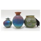 Raku "Jeremy Diller" Set of 3 Pottery Pieces