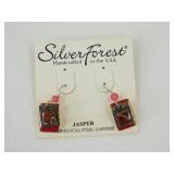 Red Silver Forest Earrings - On Card