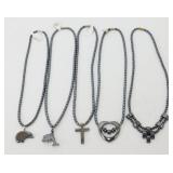 5 New Hematite Finished Necklaces