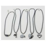 5 New Hematite Finished Necklaces