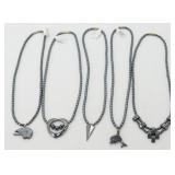 5 New Hematite Finished Necklaces