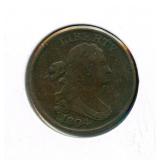 1804 U.S. Draped Bust Half Cent Spiked Chin -