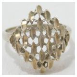 Vintage Sterling Silver Diamond Cut Ring - Size