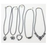 5 New Hematite Finished Necklaces
