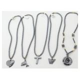 5 New Hematite Finished Necklaces