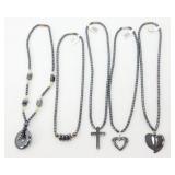 5 New Hematite Finished Necklaces