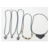 5 New Hematite Finished Necklaces