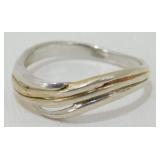 Vintage Sterling Silver Wave Ring - Size 7
