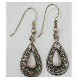 Vintage Sterling Silver MOP Dangle Earrings -