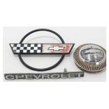 3 Vintage Chevrolet Auto Emblems, Tags, Center