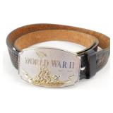 Tooled Leather Belt with Buckle