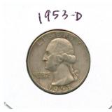 1953-D Washington Silver Quarter