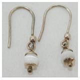 Vintage Sterling Silver Cateye Earrings - 1.25ï¿½