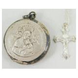 Vintage French Catholic Rosary Holder with Rosary