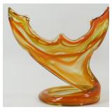 * Blown Art Glass Orange Vase