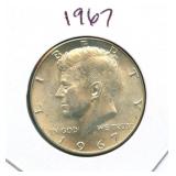 1967 Kennedy Silver Half Dollar - 40% Silver